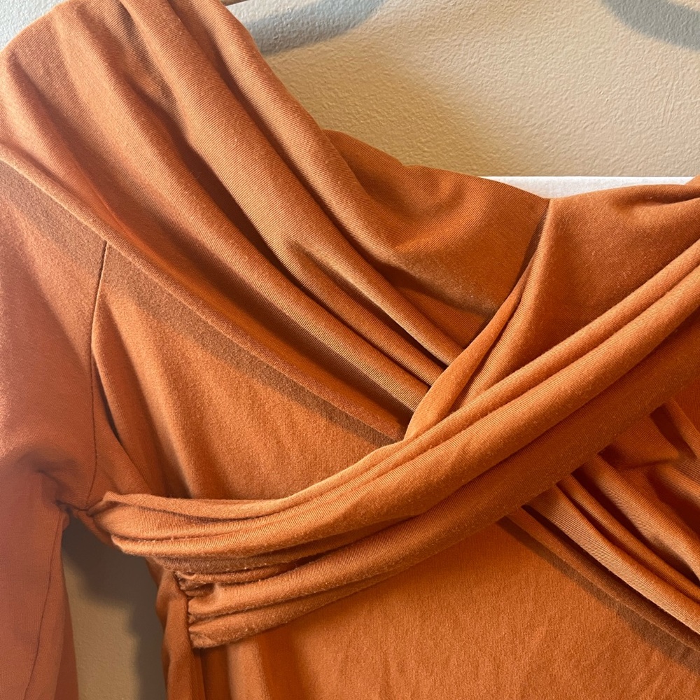 Anthropologie Maeve Bow-Back Wrap Top In Copper - Picture 6 of 8